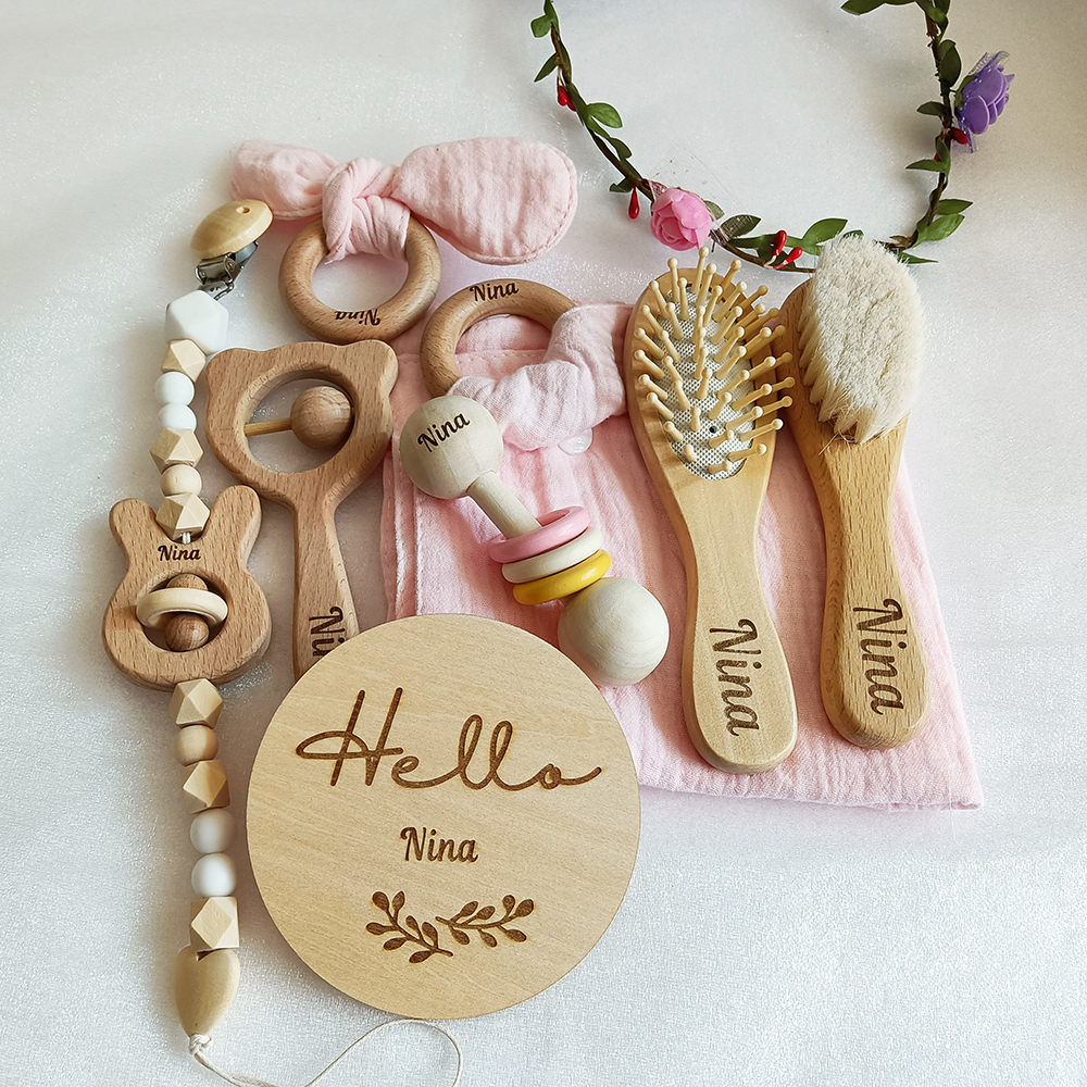 Baby Rattle Toy Set - 8 Pieces Of Personalized Name Newborn