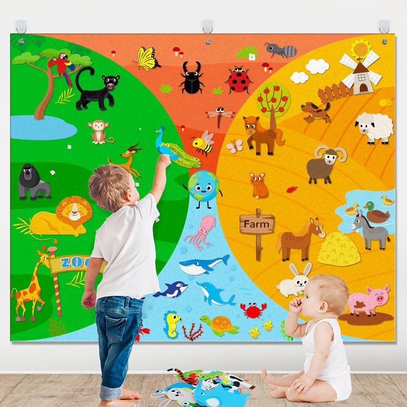 Toddler Learning Tower - Farm Animals Felt Story Busy Board