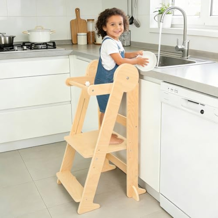 Toddler Learning Tower - Foldable Toddler Kitchen Stool Helper Folding