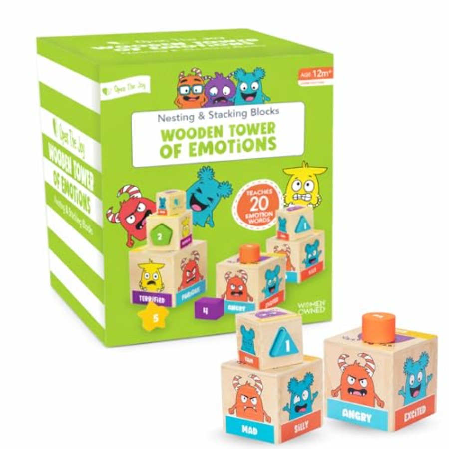 Toddler Learning Tower - Wooden Tower of Emotions – Stacking